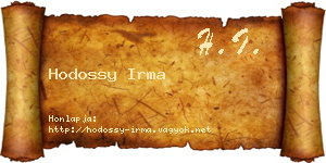 Hodossy Irma névjegykártya