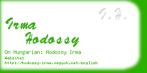 irma hodossy business card